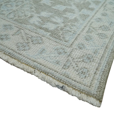 2x3 Hand Knotted Gray, Ivory and Silver Traditional Persian Oushak Wool Rug | N6323 - The Rug Decor