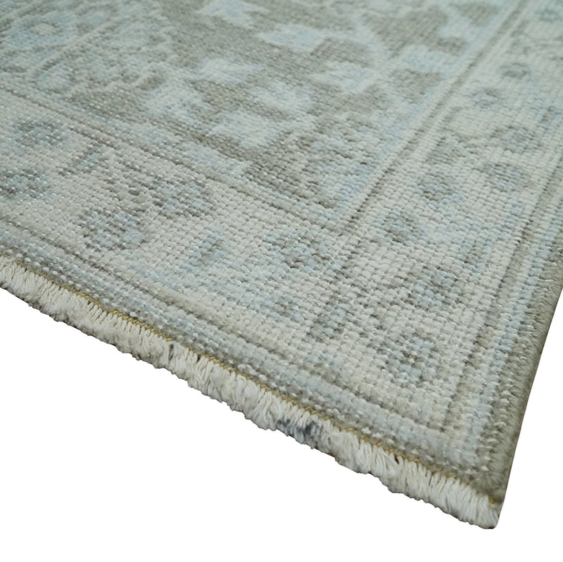 2x3 Hand Knotted Gray, Ivory and Silver Traditional Persian Oushak Wool Rug | N6323 - The Rug Decor