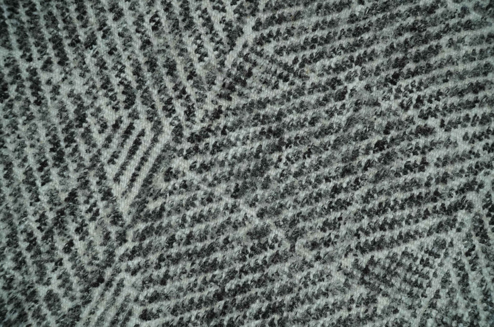 2x3 Hand Knotted Ivory and Charcoal Geometrical Design Wool Area Rug - The Rug Decor