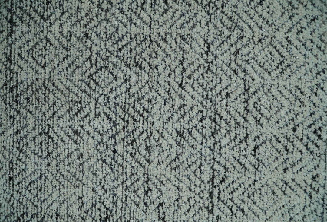 2x3 Hand Knotted Ivory and Charcoal Stripes Tribal Pattern Wool Rug - The Rug Decor