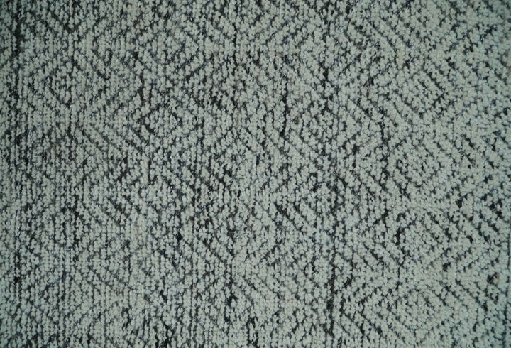 2x3 Hand Knotted Ivory and Charcoal Stripes Tribal Pattern Wool Rug - The Rug Decor