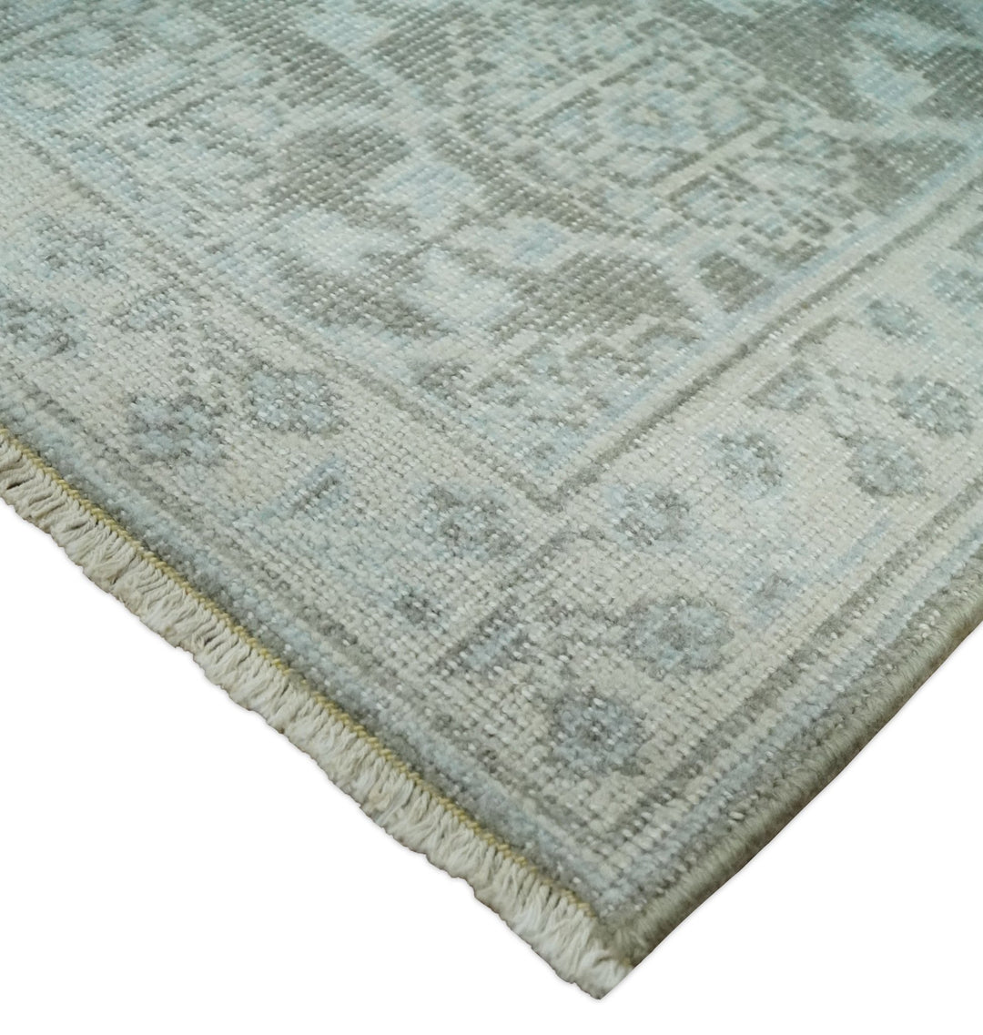 2x3 Hand Knotted Ivory and Gray Traditional Persian Oushak Wool Rug | N2623 - The Rug Decor