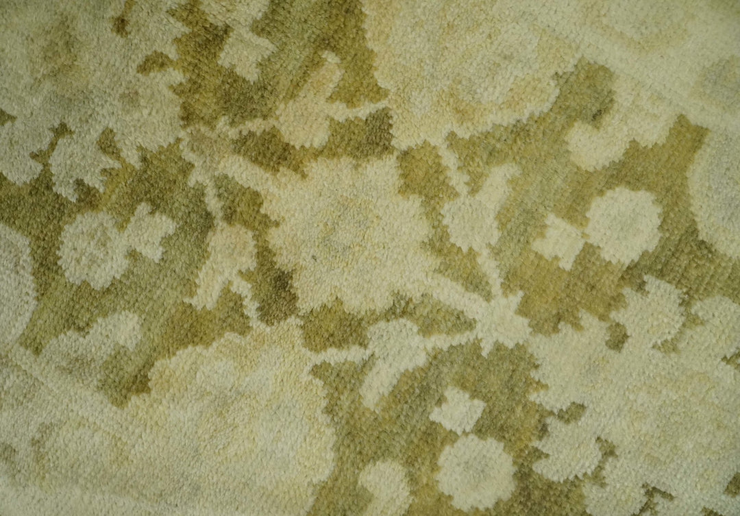 2x3 Hand Knotted Olive, Beige and Gray Traditional Persian Oushak Wool Rug | N3623 - The Rug Decor