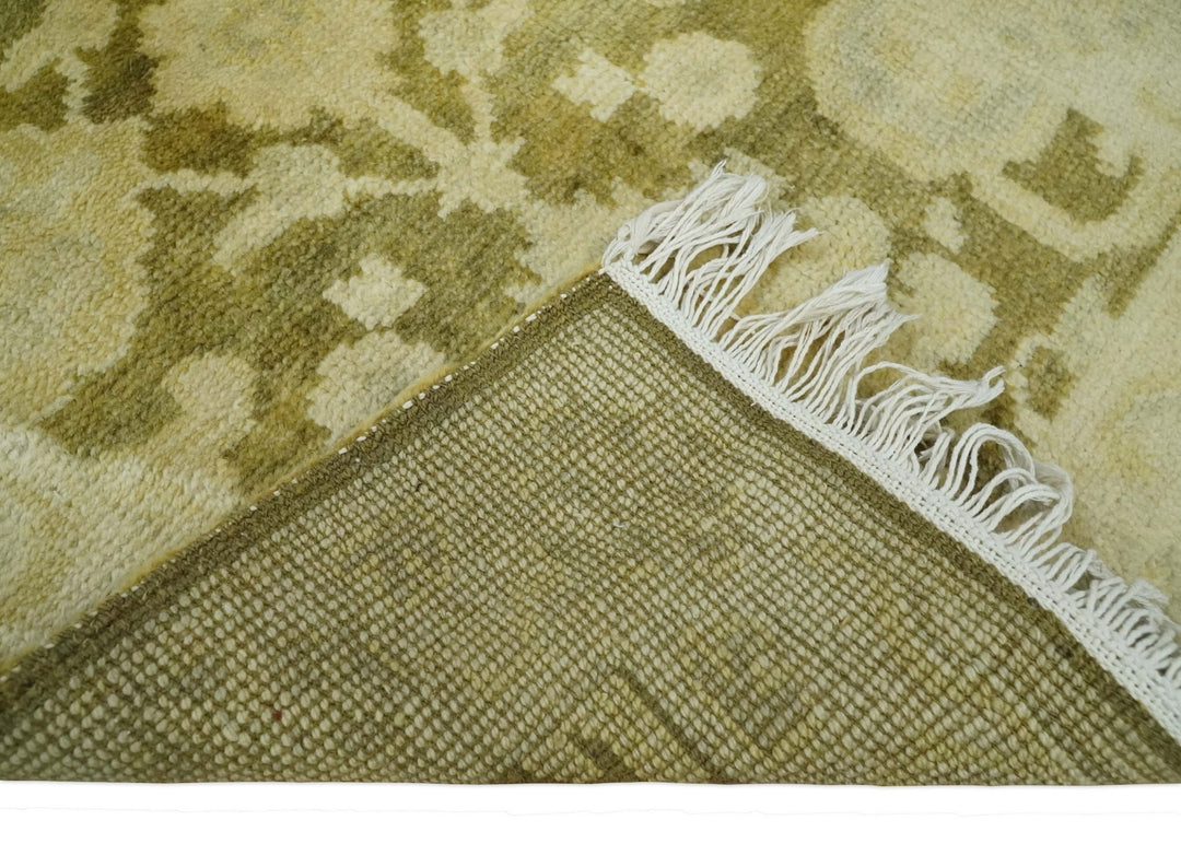 2x3 Hand Knotted Olive, Beige and Gray Traditional Persian Oushak Wool Rug | N3623 - The Rug Decor