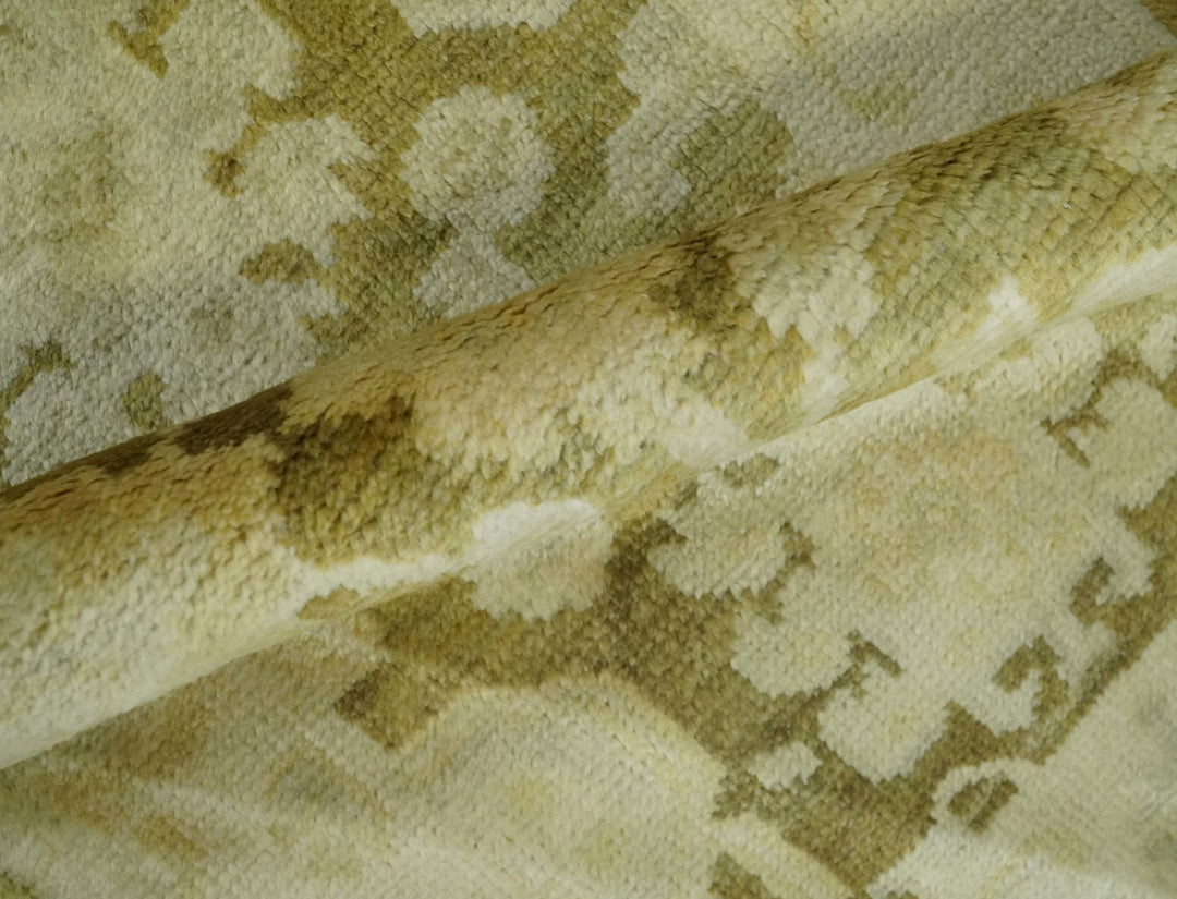 2x3 Hand Knotted Olive, Beige and Gray Traditional Persian Oushak Wool Rug | N3623 - The Rug Decor