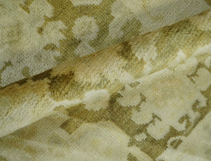 2x3 Hand Knotted Olive, Beige and Gray Traditional Persian Oushak Wool Rug | N3623 - The Rug Decor
