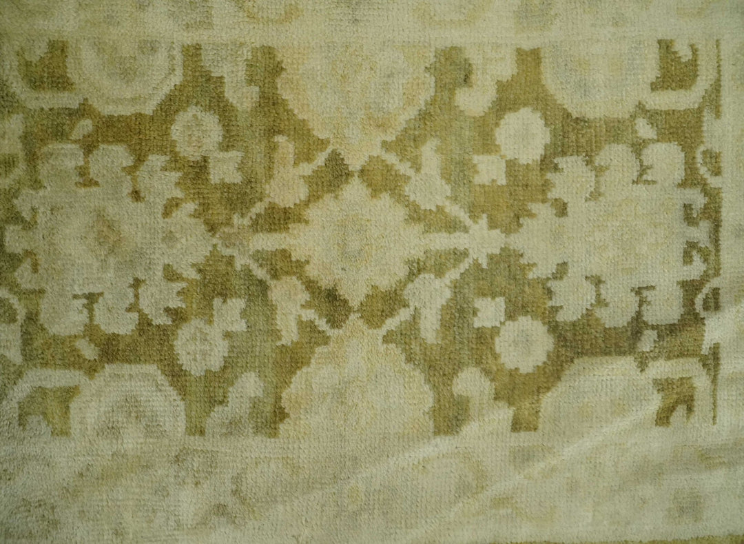 2x3 Hand Knotted Olive, Beige and Gray Traditional Persian Oushak Wool Rug | N3623 - The Rug Decor
