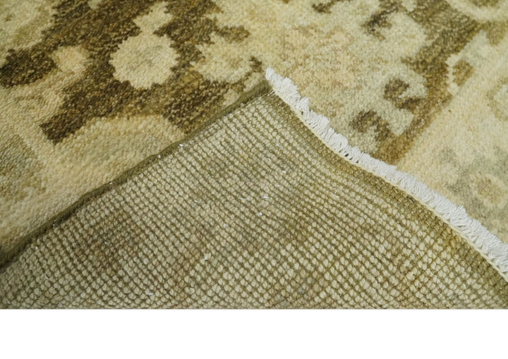 2x3 Hand Knotted Olive, Beige and Gray Traditional Persian Oushak Wool Rug | N4323 - The Rug Decor