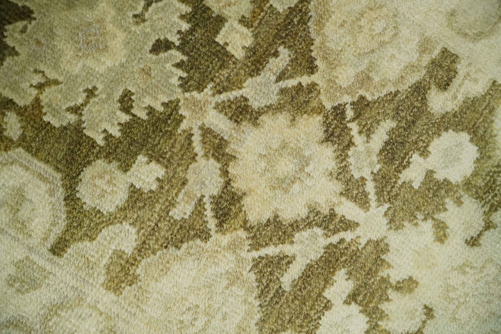 2x3 Hand Knotted Olive, Beige and Gray Traditional Persian Oushak Wool Rug | N4323 - The Rug Decor