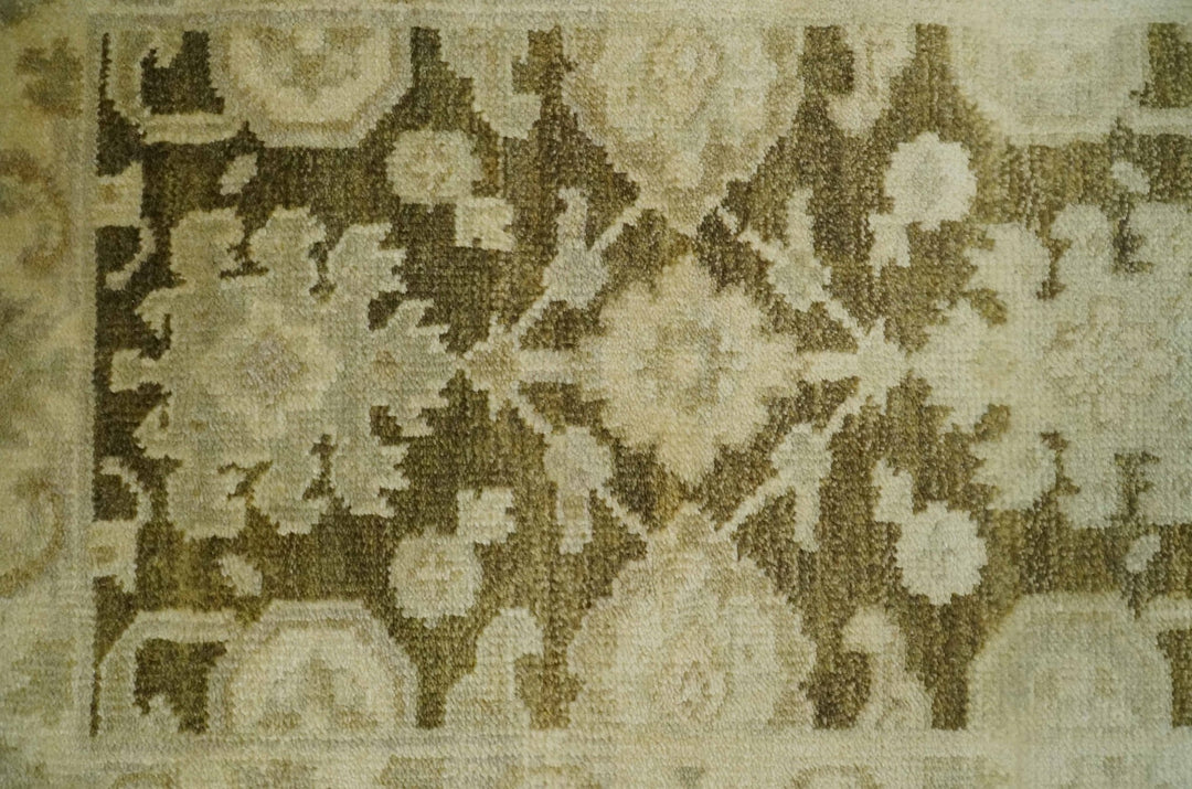 2x3 Hand Knotted Olive, Beige and Gray Traditional Persian Oushak Wool Rug | N4323 - The Rug Decor