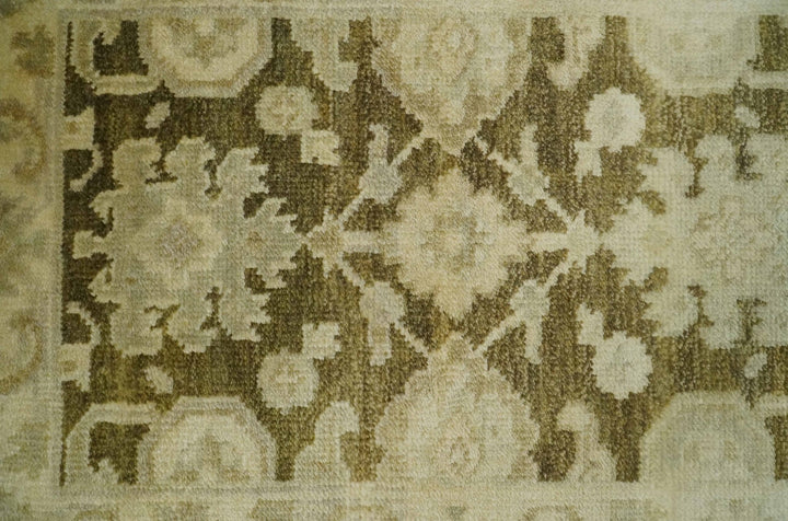 2x3 Hand Knotted Olive, Beige and Gray Traditional Persian Oushak Wool Rug | N4323 - The Rug Decor