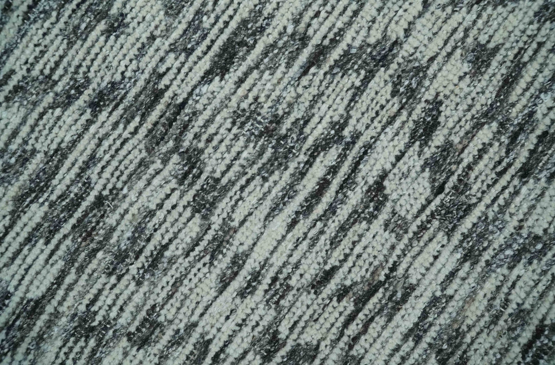2x3 Hand Knotted Silver and Charcoal Geometrical shape Wool Rug - The Rug Decor