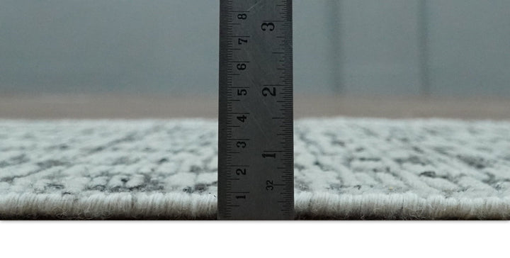2x3 Hand Knotted Silver and Charcoal Geometrical shape Wool Rug - The Rug Decor