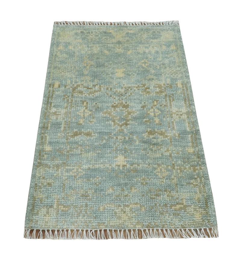 2x3 Hand Knotted Silver, Beige and Brown Traditional Wool Rug - The Rug Decor