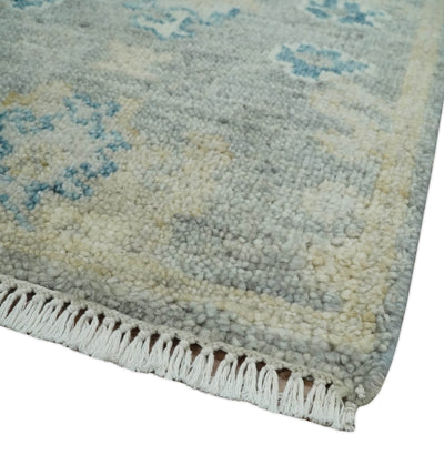 2x3 Hand Knotted Silver, Beige and Teal Traditional Wool Rug - The Rug Decor