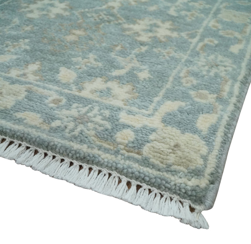 2x3 Hand Knotted Silver, Ivory and Brown Traditional Oushak Wool Rug - The Rug Decor