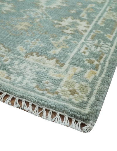 2x3 Hand Knotted Silver, Ivory and Brown Traditional Oushak Wool Rug - The Rug Decor