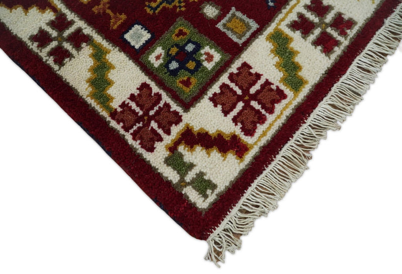 2x3 Hand Knotted traditional Kazak Red and Ivory Armenian Tribal Entryway Rug | KZA11 - The Rug Decor