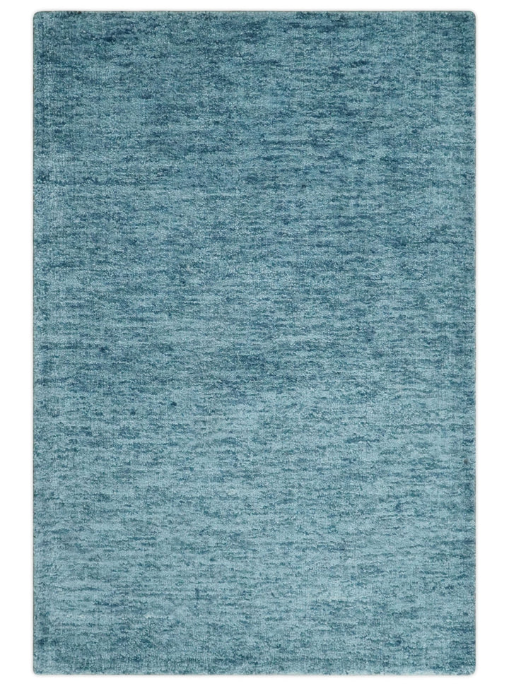 2x3 Hand Woven Solid Blue Rug, No Shedding | N8523 - The Rug Decor