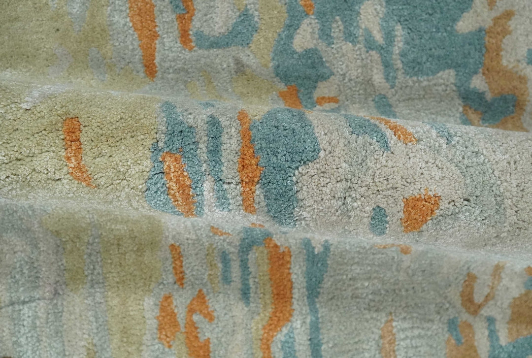 2x3 Handmade Abstract Design Silver, Beige, Teal and Rust made with fine wool Area Rug | TRDCP126423 - The Rug Decor