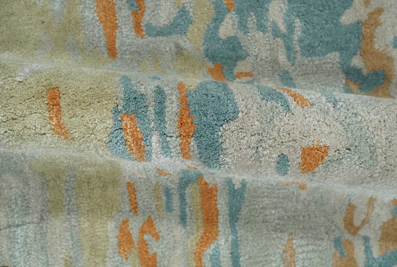 2x3 Handmade Abstract Design Silver, Beige, Teal and Rust made with fine wool Area Rug | TRDCP126423 - The Rug Decor