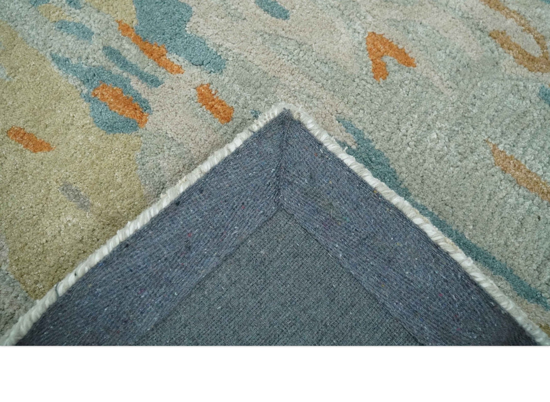 2x3 Handmade Abstract Design Silver, Beige, Teal and Rust made with fine wool Area Rug | TRDCP126423 - The Rug Decor