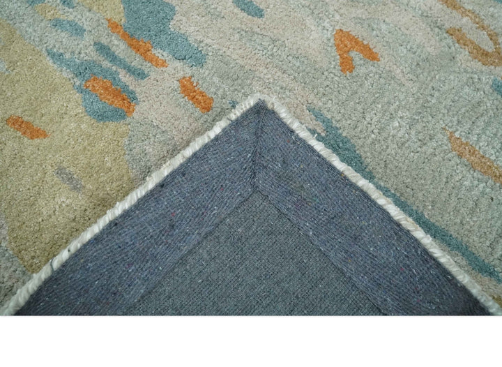 2x3 Handmade Abstract Design Silver, Beige, Teal and Rust made with fine wool Area Rug | TRDCP126423 - The Rug Decor