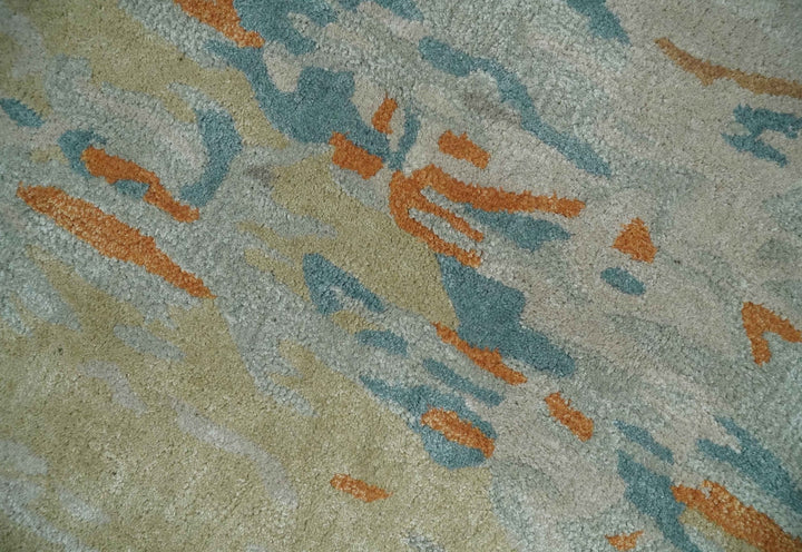 2x3 Handmade Abstract Design Silver, Beige, Teal and Rust made with fine wool Area Rug | TRDCP126423 - The Rug Decor