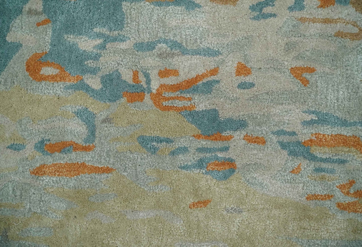 2x3 Handmade Abstract Design Silver, Beige, Teal and Rust made with fine wool Area Rug | TRDCP126423 - The Rug Decor