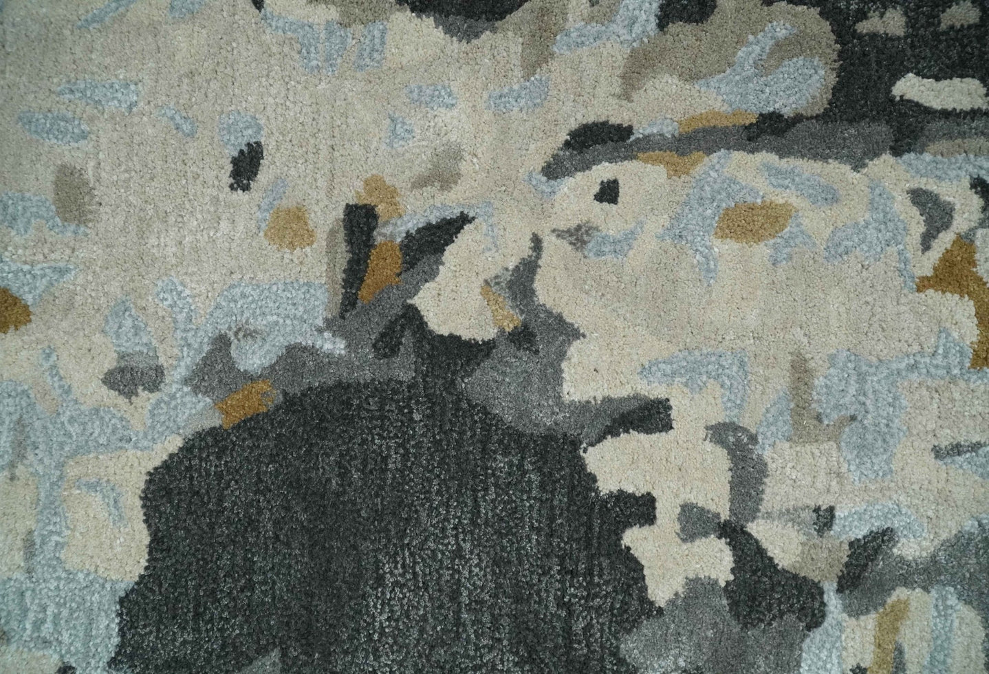 2x3 Handmade Abstract Design Silver, Ivory and Black made with fine wool Area Rug | TRDCP126523 - The Rug Decor