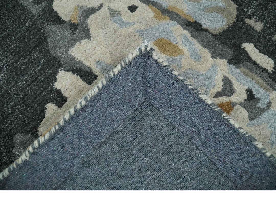 2x3 Handmade Abstract Design Silver, Ivory and Black made with fine wool Area Rug | TRDCP126523 - The Rug Decor