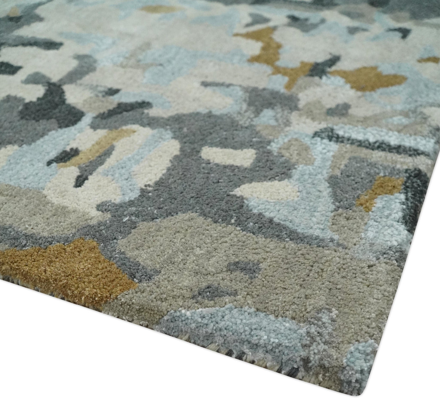 2x3 Handmade Abstract Design Silver, Ivory and Black made with fine wool Area Rug | TRDCP126523 - The Rug Decor