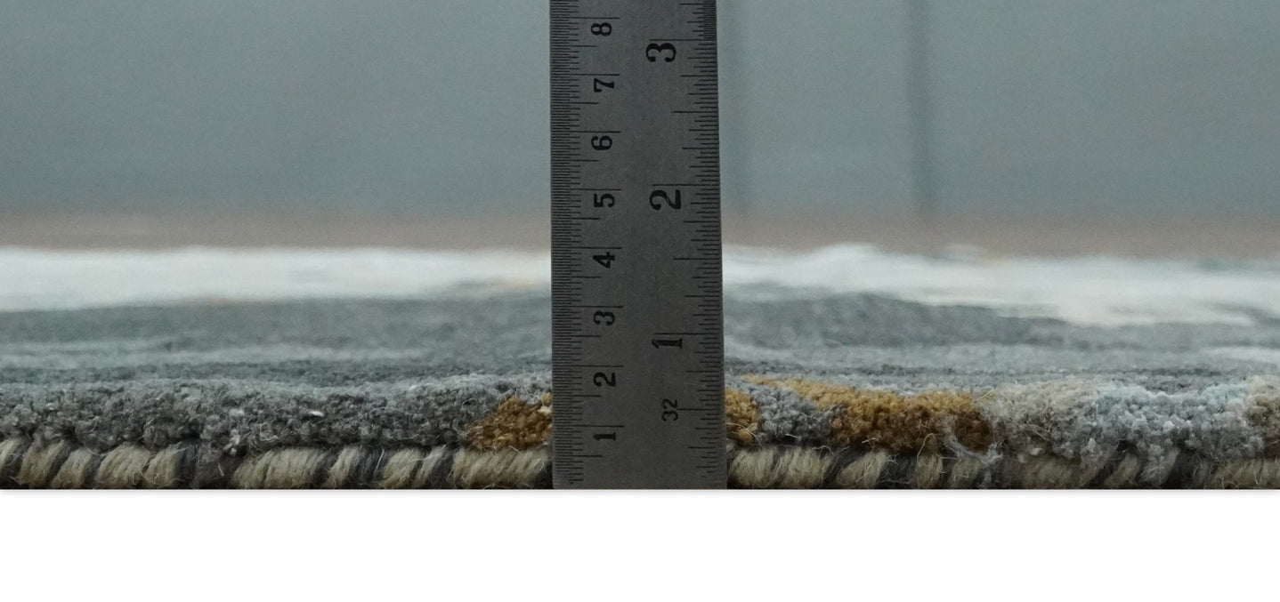 2x3 Handmade Abstract Design Silver, Ivory and Black made with fine wool Area Rug | TRDCP126523 - The Rug Decor