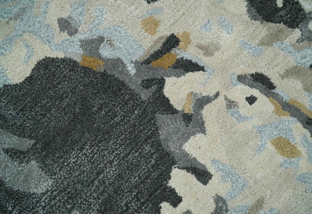 2x3 Handmade Abstract Design Silver, Ivory and Black made with fine wool Area Rug | TRDCP126523 - The Rug Decor