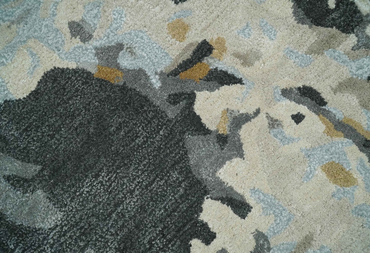 2x3 Handmade Abstract Design Silver, Ivory and Black made with fine wool Area Rug | TRDCP126523 - The Rug Decor