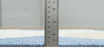 2x3 Ivory, Beige and Blue Wool Hand Knotted Modern Polka Dots Kids Rug | N2523 - The Rug Decor