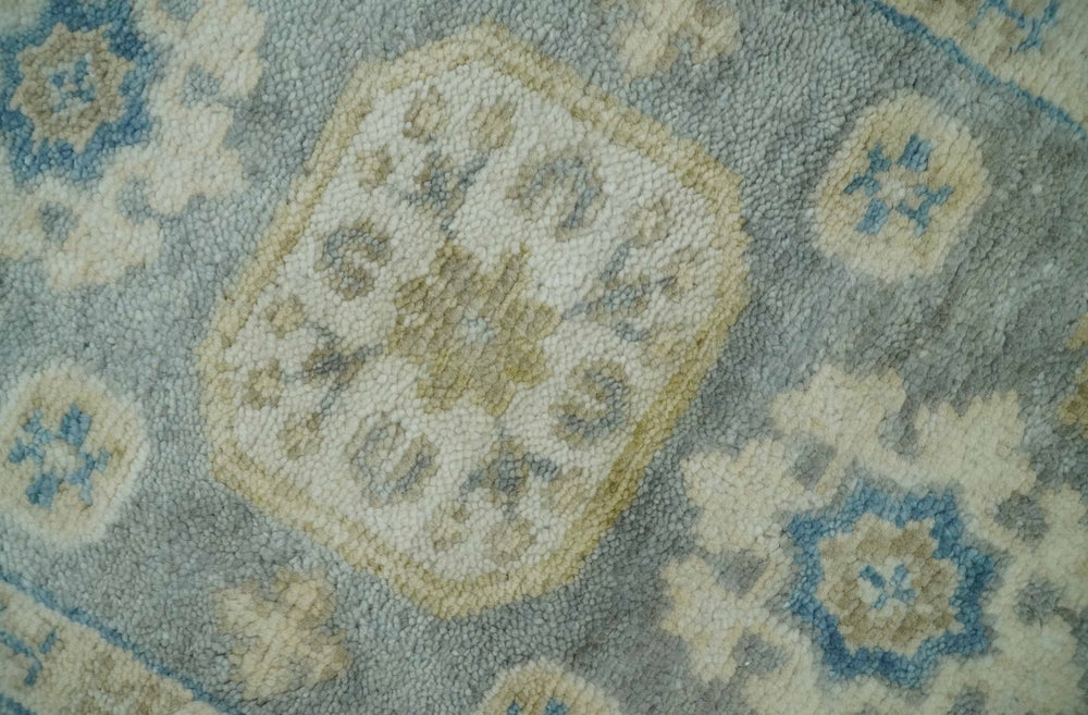2x3 Ivory, Beige and Silver Hand Knotted Heriz Traditional Design Wool Rug - The Rug Decor