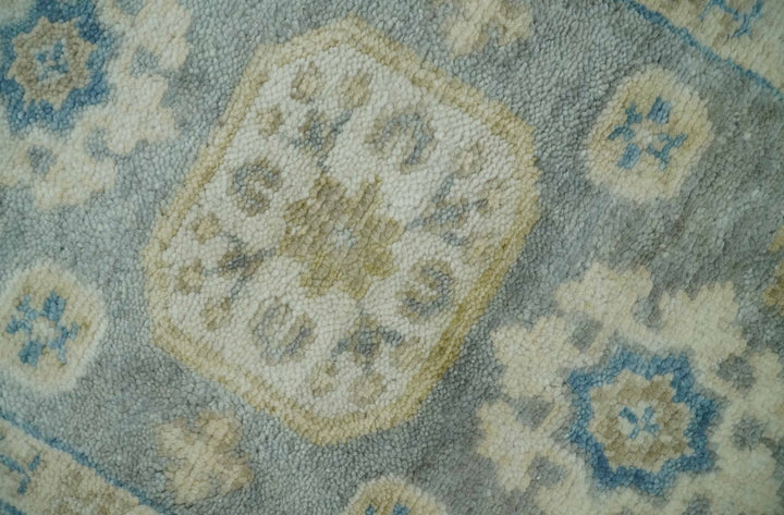2x3 Ivory, Beige and Silver Hand Knotted Heriz Traditional Design Wool Rug - The Rug Decor