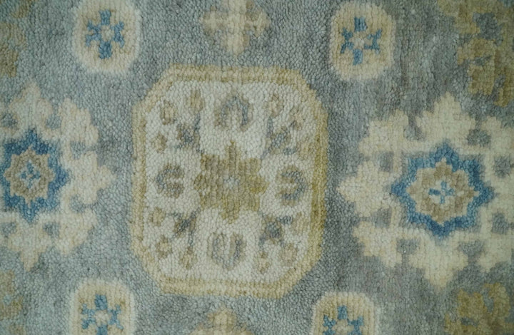 2x3 Ivory, Beige and Silver Hand Knotted Heriz Traditional Design Wool Rug - The Rug Decor