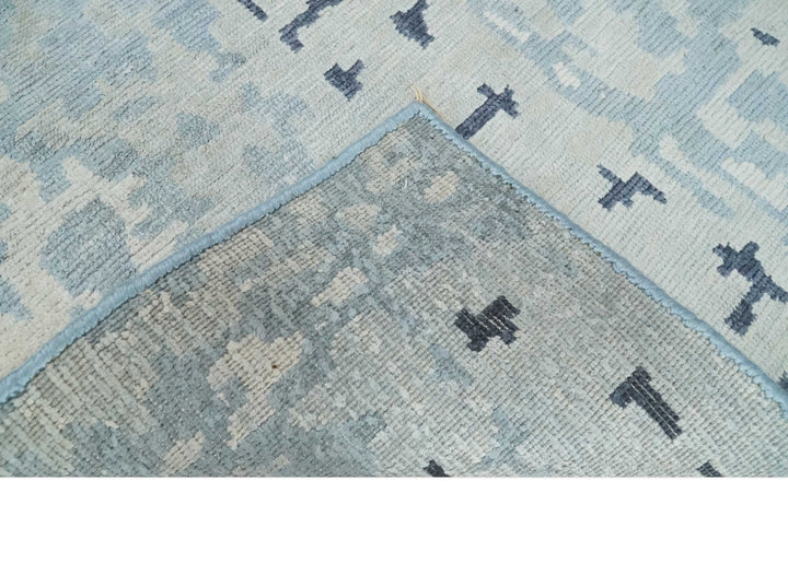 2x3 Modern Abstract Blue, Ivory and Charcoal Rug made with Bamboo silk | N5723 - The Rug Decor
