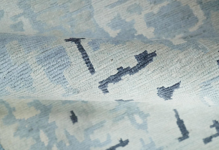 2x3 Modern Abstract Blue, Ivory and Charcoal Rug made with Bamboo silk | N5723 - The Rug Decor