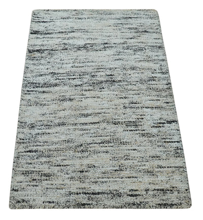 2x3 Modern Abstract Charcoal and Silver Rug made with Art Silk | N4923 - The Rug Decor
