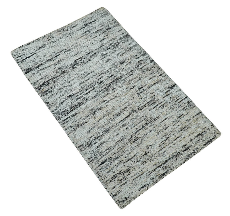 2x3 Modern Abstract Charcoal and Silver Rug made with Art Silk | N4923 - The Rug Decor