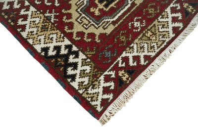 2x3 Runner Hand Knotted traditional Kazak Rust and Beige Tribal Armenian Rug | KZA12 - The Rug Decor