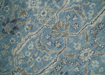 2x4 Aqua Blue and Ivory Wool Hand Knotted Traditional Vintage Antique Rug| N1424 - The Rug Decor