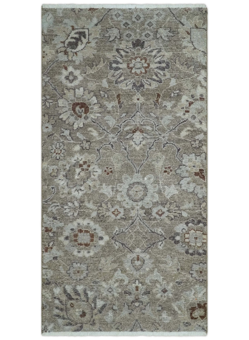 2x4 Gray and Silver Wool Hand Knotted traditional Vintage Antique Rug| N1024 - The Rug Decor