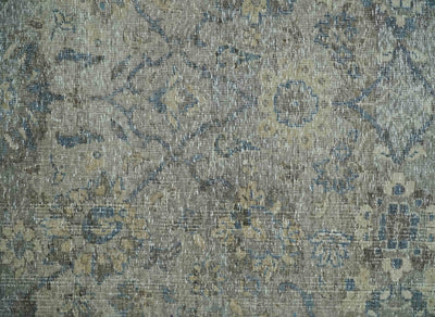 2x4 Gray, Beige and Blue Wool Hand Knotted traditional Vintage Antique Rug| N1224 - The Rug Decor