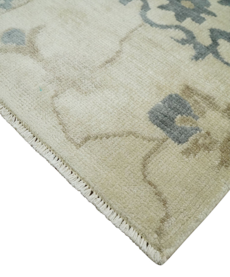 2x4 Hand Knotted Beige and Gray Traditional Persian Oushak Wool | N7824 - The Rug Decor