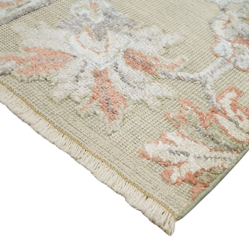 2x4 Hand Knotted Beige, silver and Peach Traditional Persian Oushak Wool Rug | N5624 - The Rug Decor