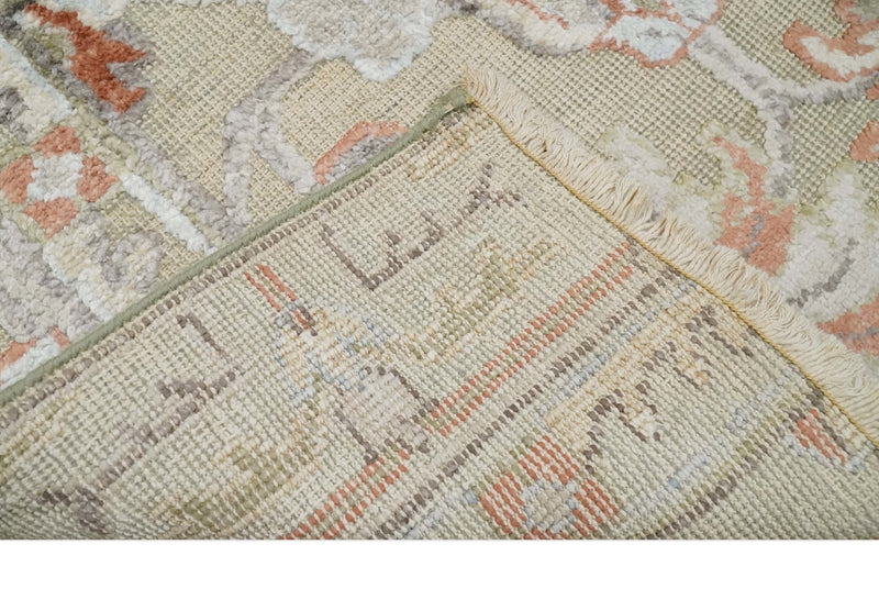 2x4 Hand Knotted Beige, silver and Peach Traditional Persian Oushak Wool Rug | N5624 - The Rug Decor